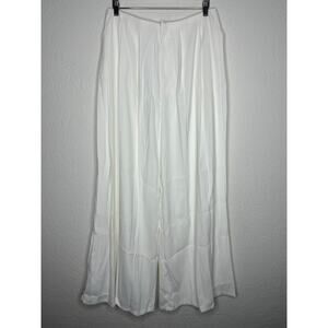 Commense White Pleated High Waisted Wide Leg Trouser Pants L NWT